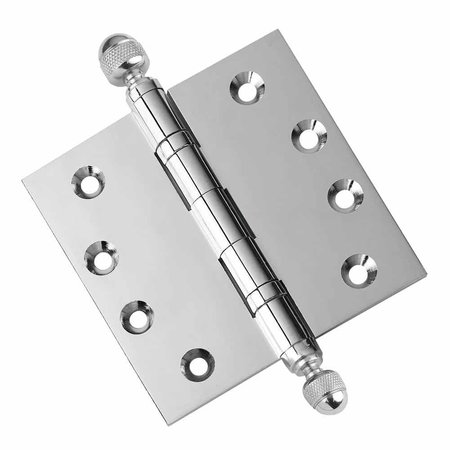 EMBASSY 4 x 4 Solid Brass Hinge, Polished Chrome Finish with Acorn Tips 4040BBUS26A-1